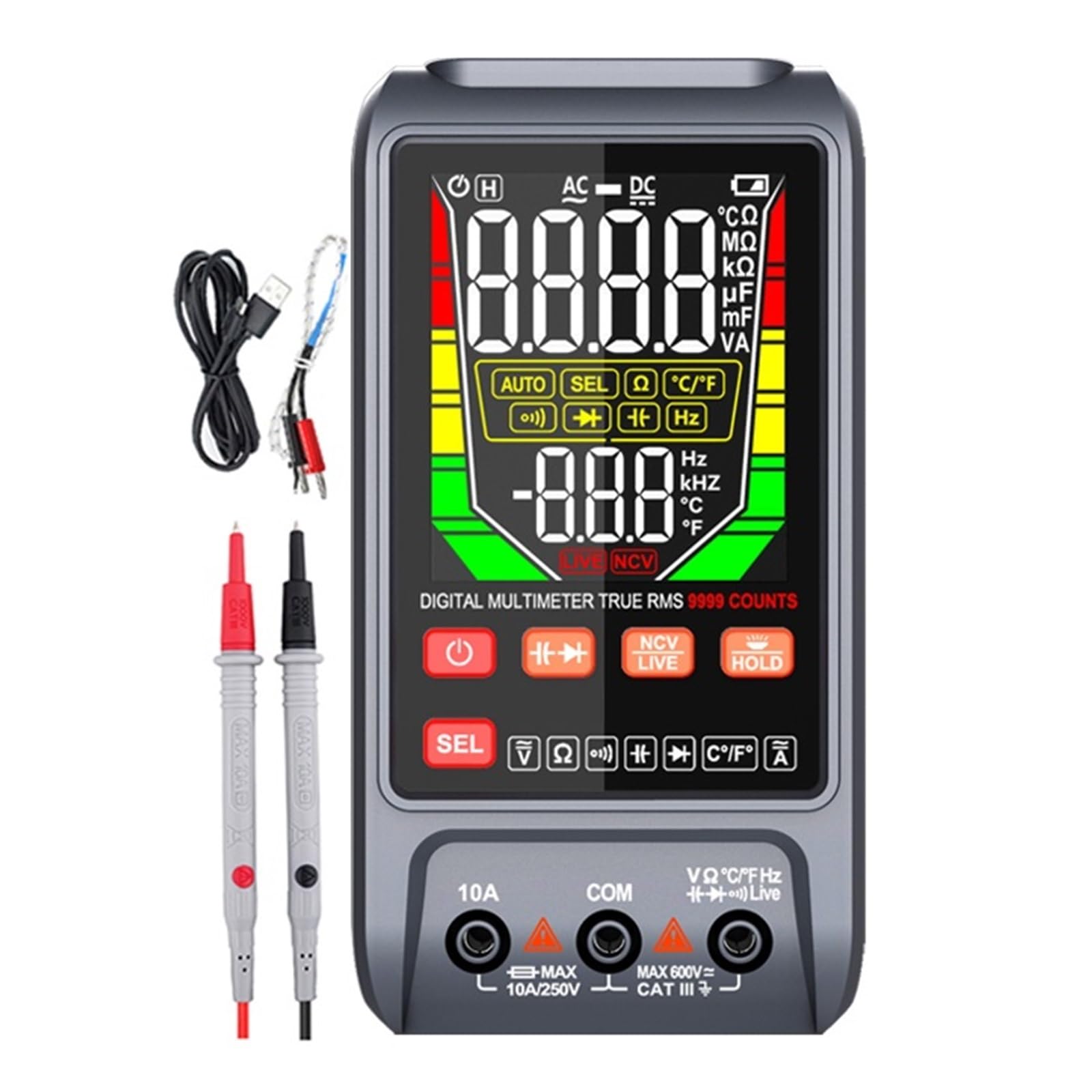 Multimetr Cyfrowy DC AC Multimetr Tester Pojemności Ręczny Zakres Woltomierz True RMS Tester Próbnik Elektroniczny Narzędzie Dla Elektryków(116)