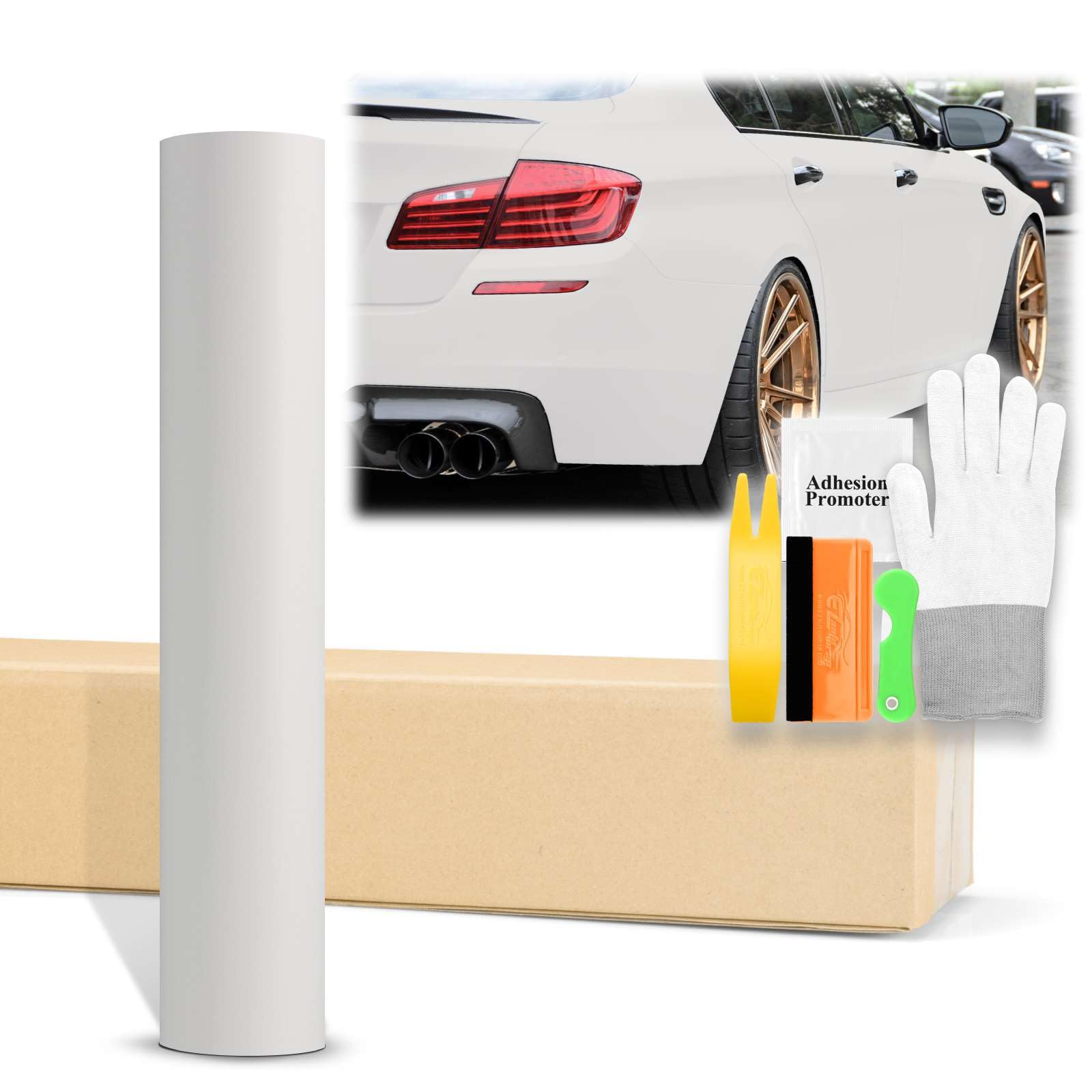 36"x60" (3FTx5FT) White Ultra Matte Flat Vinyl Wrap Auto Car Sticker Decal Film Sheet Bubble Free Air Release Technology with Tool Kit