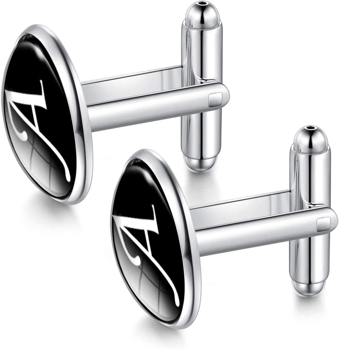 Gemelli da uomo Polsino stile elegante Gemelli alfabeto da uomo, bottone polsino lettera color argento, camicie da uomo Gemelli da sposa Camicia Stud abbigliamento accessori moda (dimensioni : X) (AJ)
