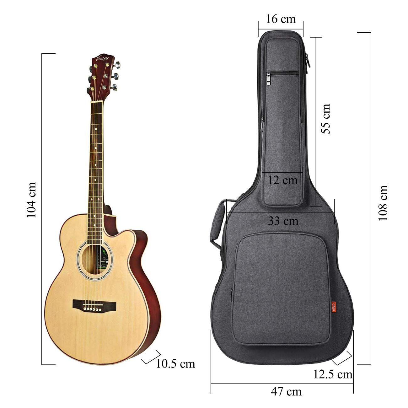 CAHAYA Torba na gitarę Gig Bag wyściełana torba 18 mm wodoszczelna torba na gitarę, szary, torba na gitarę