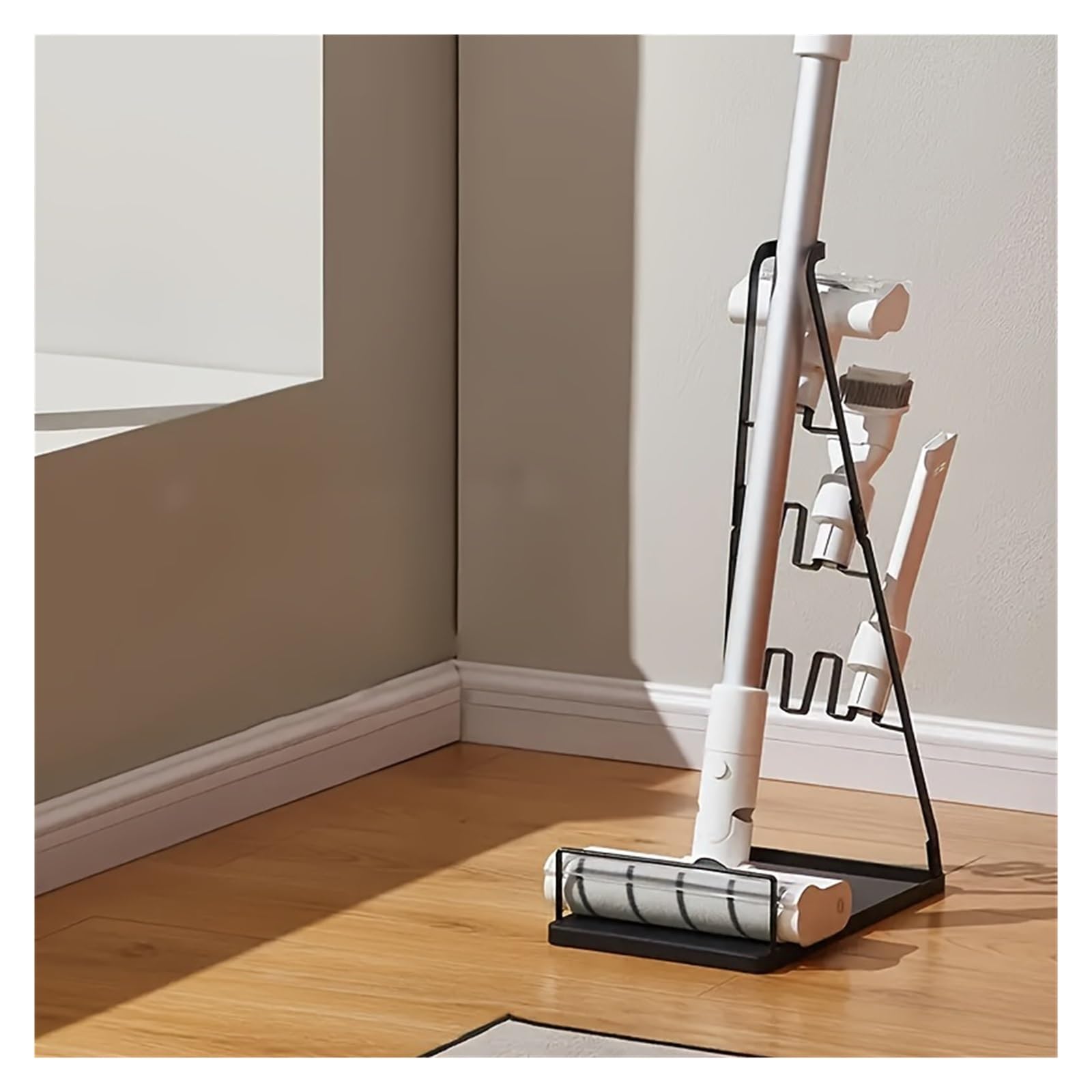 Soporte universal de metal for aspiradora: se adapta a la mayoría de aspiradoras verticales, almacenamiento vertical que ahorra espacio(WHITE)