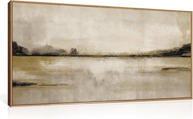 KAIRNE Large Abstract Mountain Lake Wall Art Set, Neutral Textured Canva...