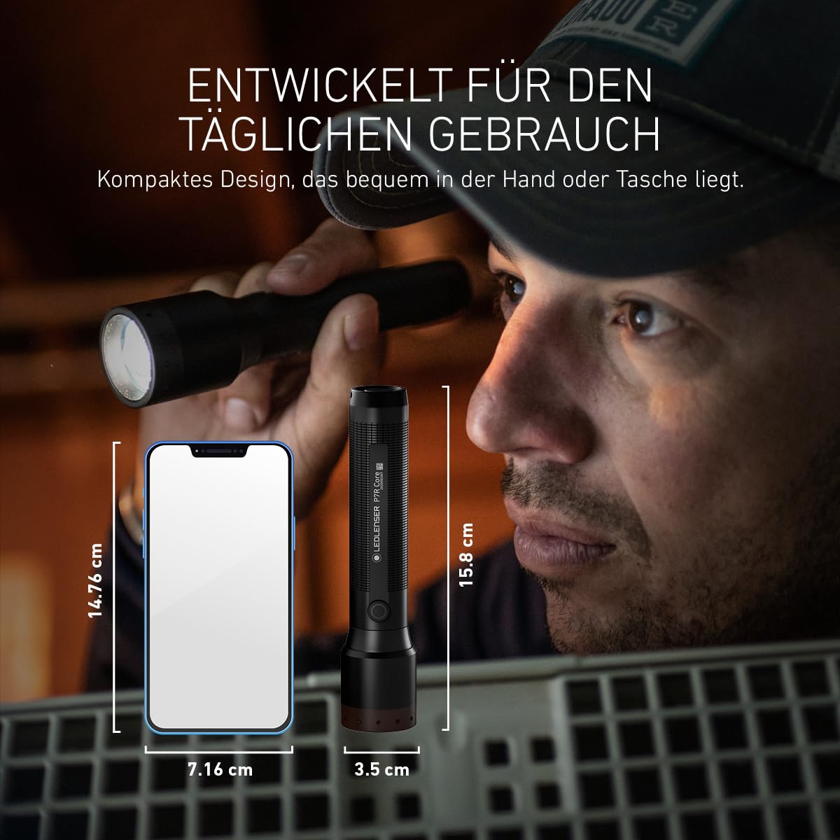 Ledlenser P7R Core Akku-LED-Taschenlampe, 1400 lm, 300m Leuchtweite, IP68 | fokussierbar, 202g, bis zu 90h Leuchtdauer, SOS/Stroboskop, Wiederaufladbar, Ideal für Wandern, Camping, wasserdicht | 2020