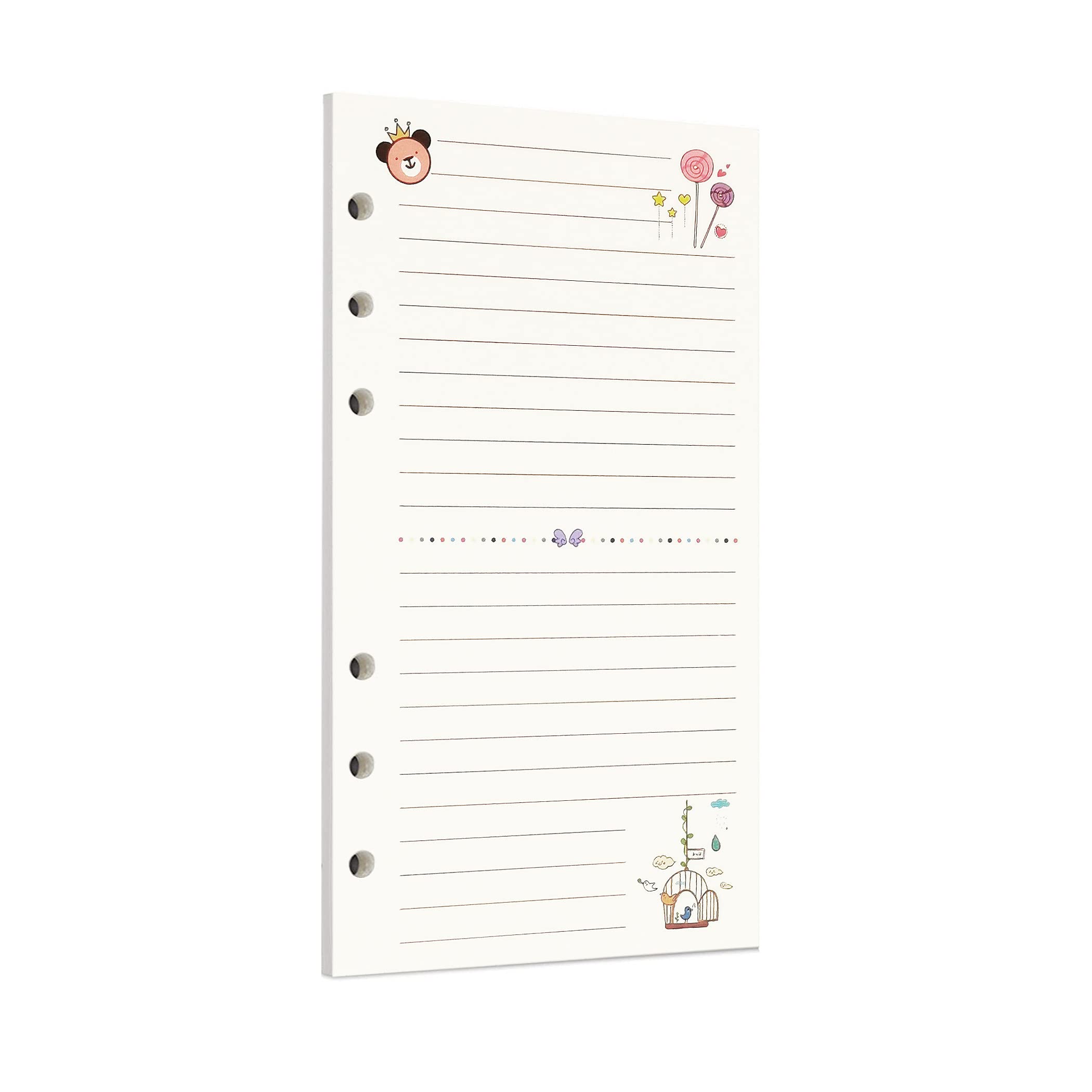 Zelten 45 Sheets 90 Pages Colorful Loose Leaf Punched Paper Refills Paper for 6 Hole Binder Personal Organizer Diary Notebook Refillable Planner (A6, Fairy Tale Ruled)-picture-25