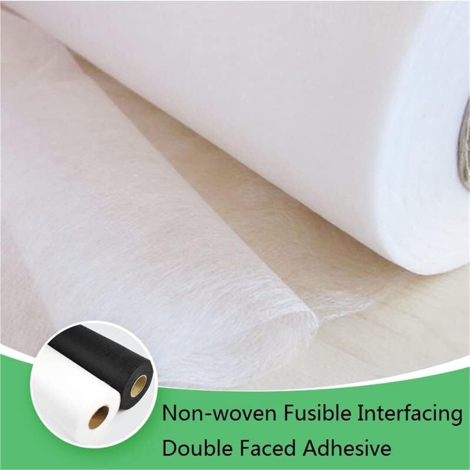 Entretela fusible Tela Riel Plancha Entretela for planchar, entretela Fusible no tejida de 8M, adhesivo de doble cara, tela de costura de fácil planchado, entretela de retazos(White)