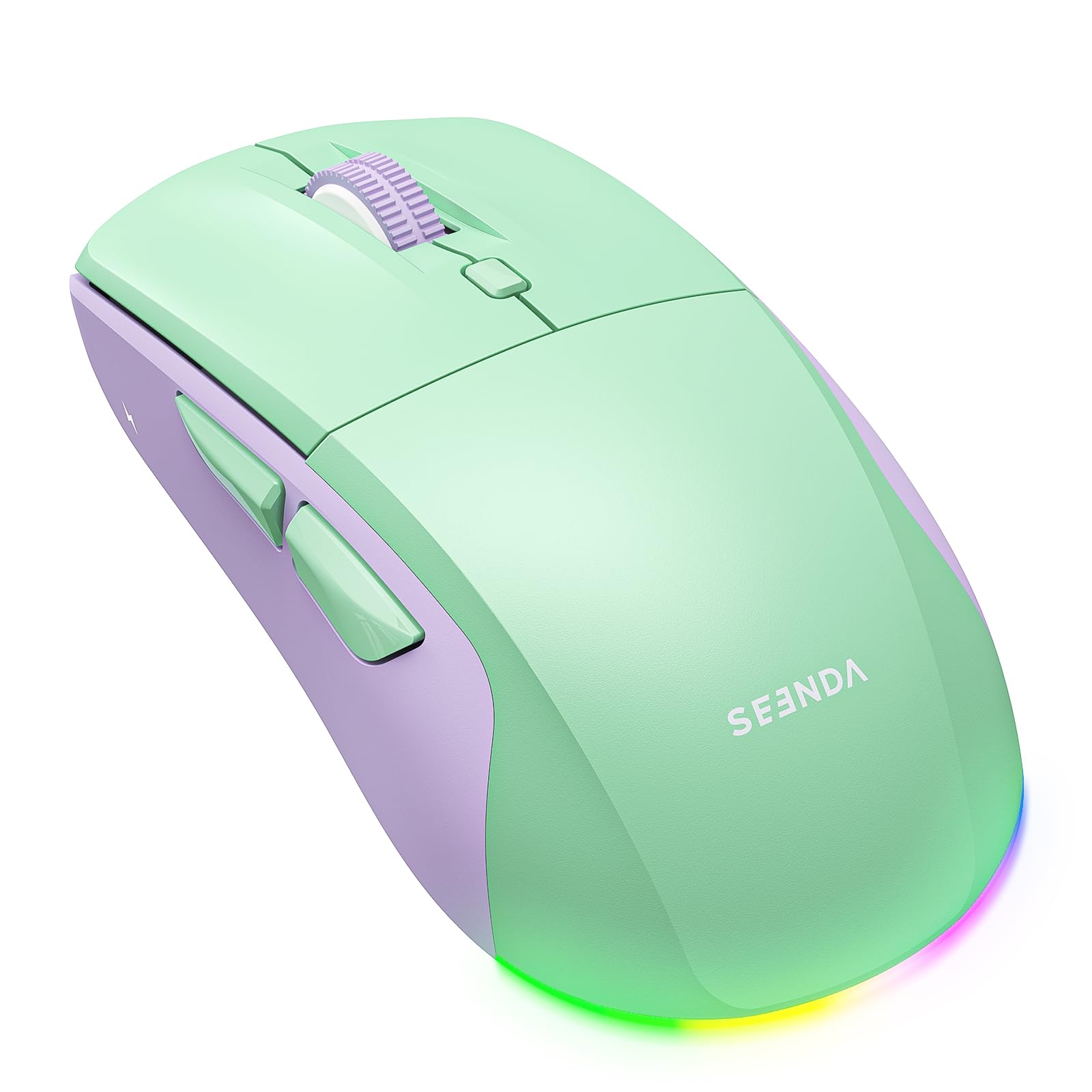 seenda MOU110 Bluetooth Maus & 2.4G Kabellose Maus Dual-Mode – Leise Klicks, Wiederaufladbar LED-Beleuchtung, Anpassbare Seitentasten, Für Windows, Mac, Android, iOS