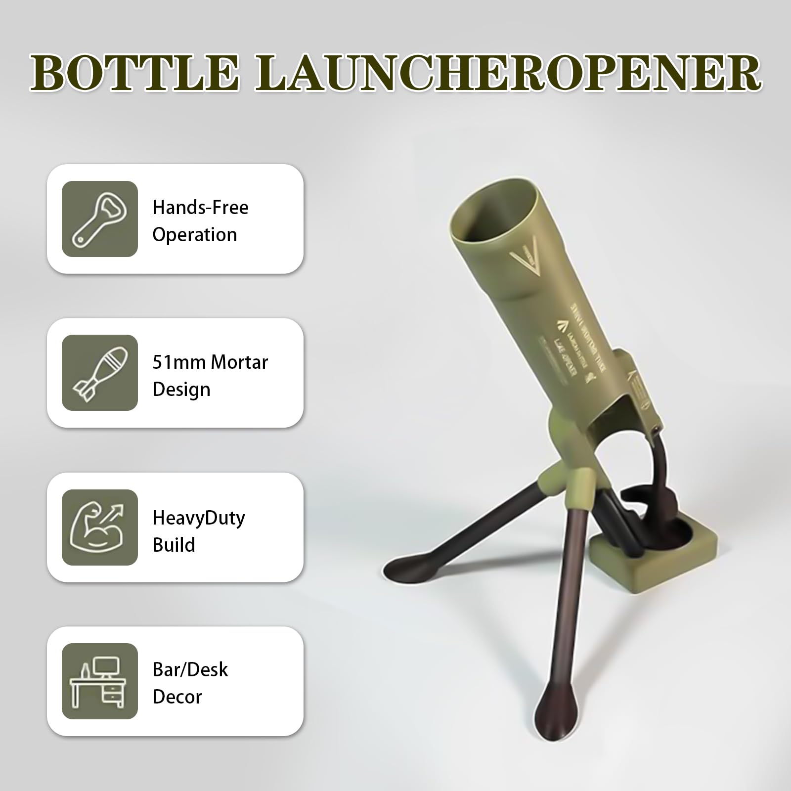 Decapsuleur Mortier, Mortier Bière avec Ressort, Mains Libres Et Effort Réduit, Pas Besoin D'appuyer, Décapsuleur De Bière pour La Maison, Les Bars Et Les Fêtes（vert）