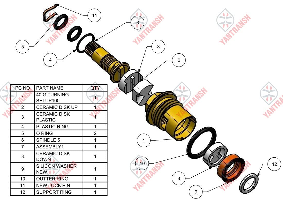 Buy Yantransh Brass Ceramic Disc Cartridge. Tap Spindle for Jaquar Florentine (FLT) Model. (28x1