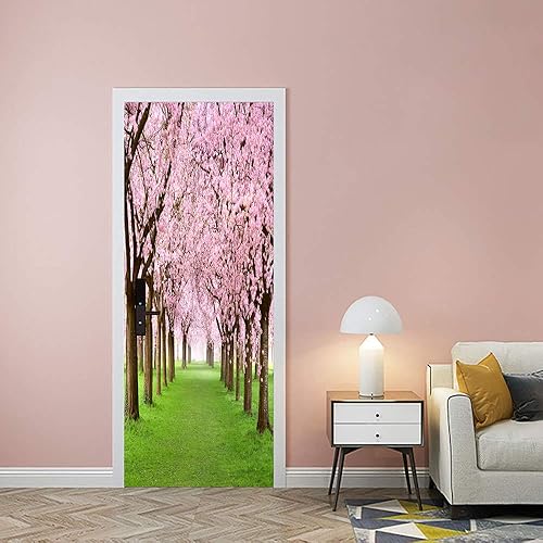 Miniatura 5 de KACOLOR Calcomanía 3D para puerta de dormitorio, sala de estar, baño, 2 calcomanías de pared, autoadhesivas, impermeables, extraíbles, murales de