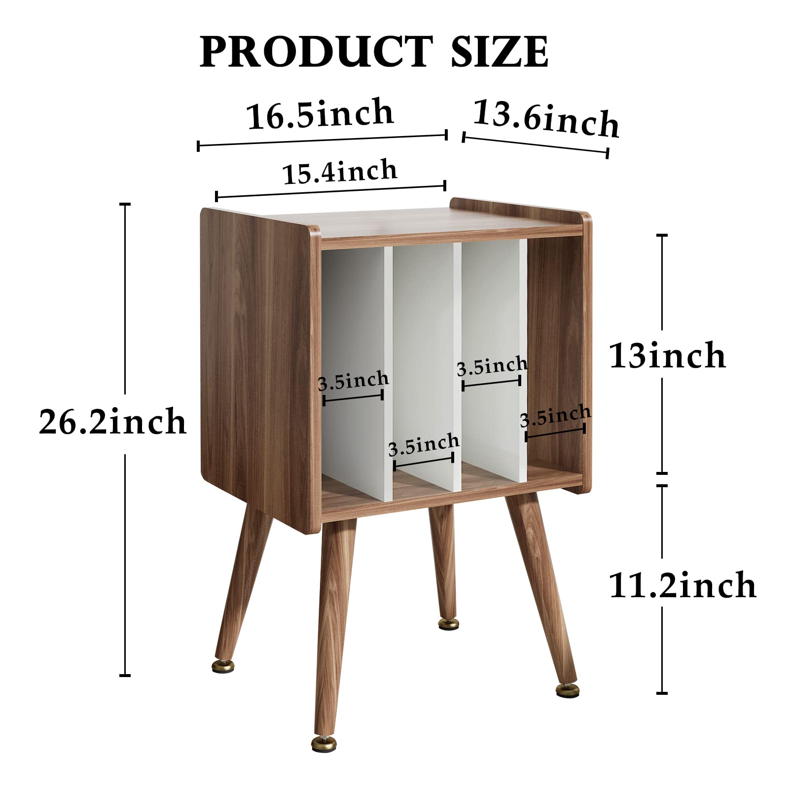 Arts wish Record Player Stand Mid Century Turntable Table Vinyl Record Storage Table with 4 Cabinet, Record Display Table for Living Room Bedroom, Walnut