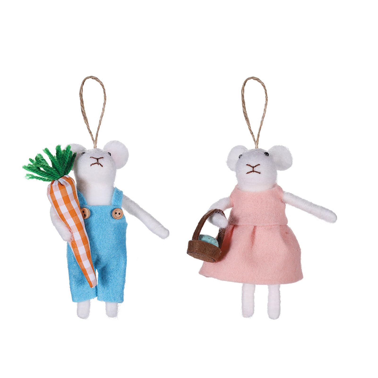 2pcs Natale Feltro Topolino Ornamenti Miniatura Pendente Decorazioni Da Appendere Per Albero E Tavolo Vassoio