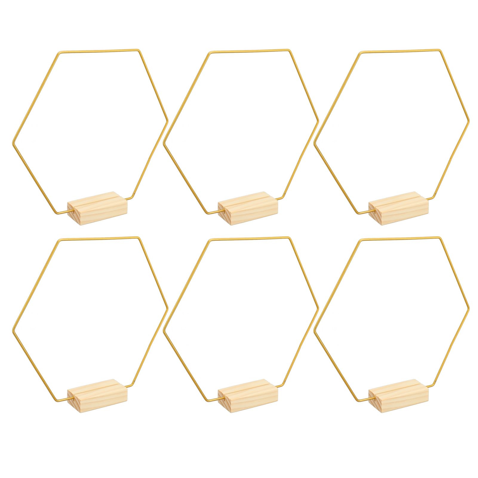 Yctze 15pcs Gold Hexagonal Floral Hoop Centress avec des Supports en Bois pour la Décoration de Mariage, l'artisanat de Bricolage et les Créations de Macrame