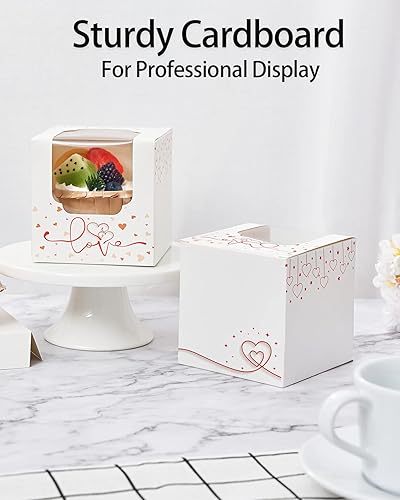 Miniatura 5 de Happyhiram Cajas para cupcakes 25 unidades rosas florales caja individual para cupcakes con inserto y ventana para el día de la madre mini cajas de