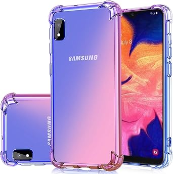 حافظة لهاتف Samsung Galaxy A10E، غطاء هاتف نسائي نحيف متدرج مضاد للخدش من مادة TPU الناعمة حافظة واقية مقاومة للصدمات لهاتف Samsung Galaxy A10E أزرق/وردي