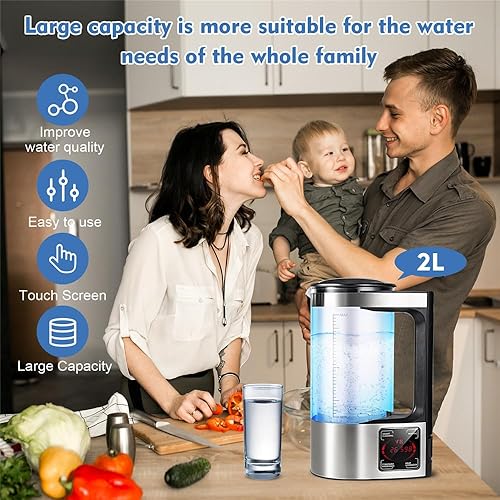 Miniatura 7 de Punctualgood Botella de vidrio con generador de agua de hidrógeno, máquina de agua rica en hidrógeno con calentamiento de temperatura constante,