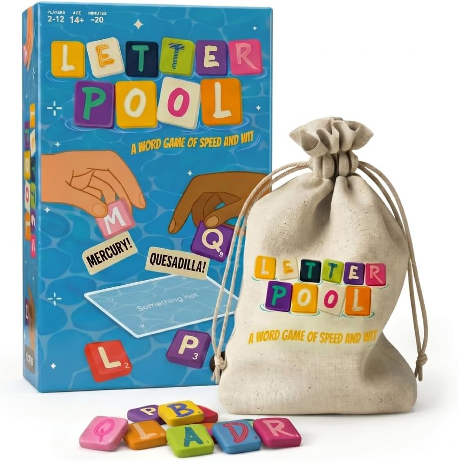 Letterpool: 2-12 Players Board Games for Adults, Family, Teens, Trivia, Word & Card Games Mixture, Fun & Easy to Learn Adult Party Games for Game Night (Packaging May Vary)