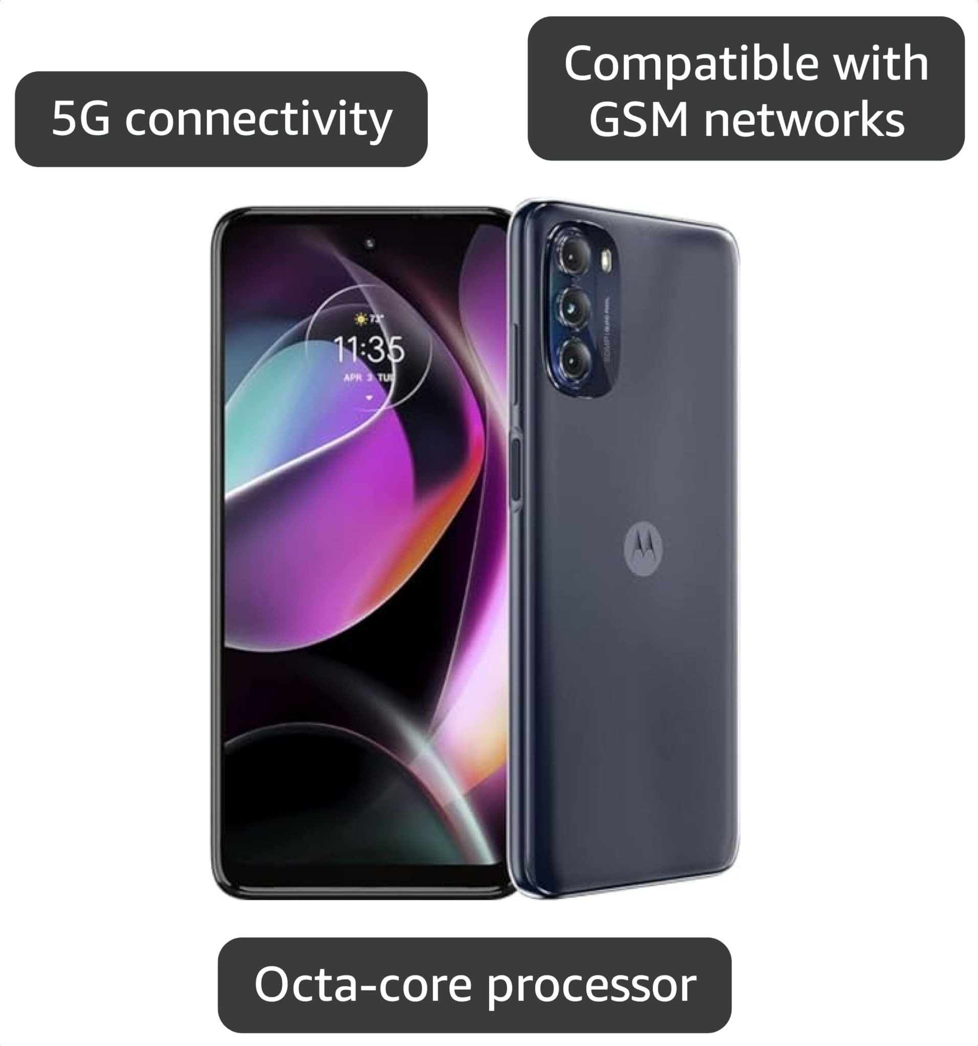 Amazon.com: Motorola Moto G 5G 2022, 64GB + 4GB RAM, Moonlight