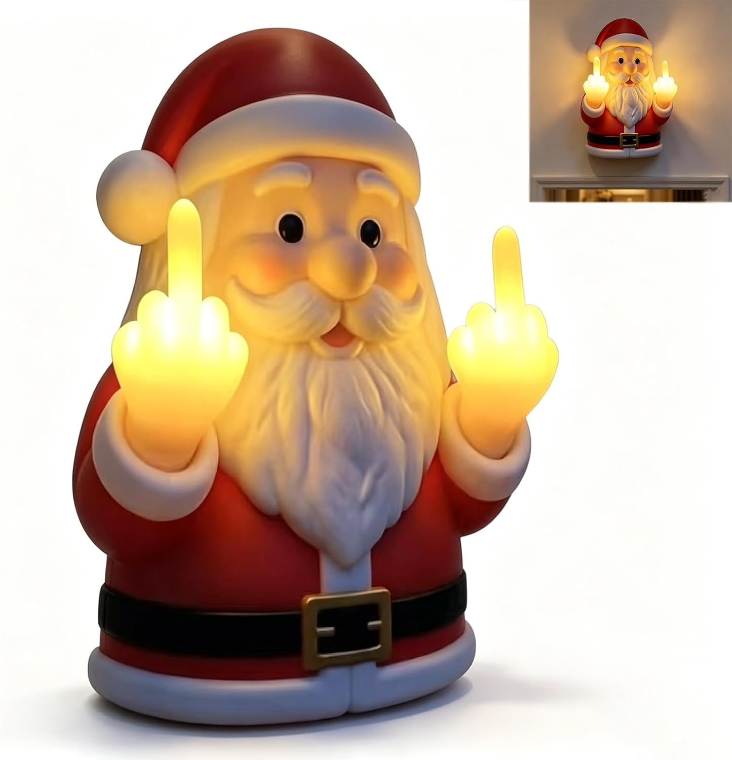 Ghost LED Lamp with Middle Finger,Funny Wall Mount Night Lamp(1, Red)