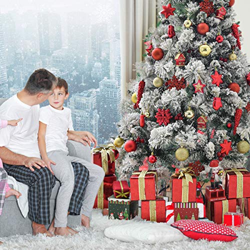 WEYON Kerstballen, set van 113 stuks, van kunststof, goud en rood, boomversiering, kerstboomdecoratie en kerstboomversiering in verschillende maten en designs - Image 8