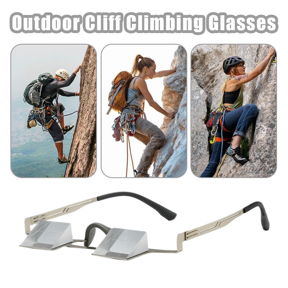 Prism Belay - Occhiali professionali in vetro ottico a 90° per protezione del collo, montatura leggera in titanio, ampio campo visivo per arrampicata su roccia interna/esterna, attrezzatura di