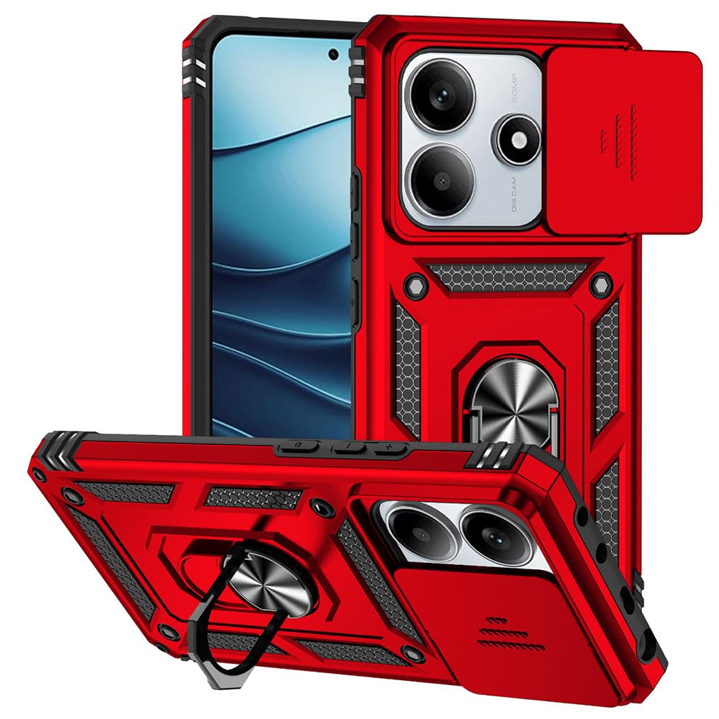 Custodia Honor X7 Con Protezione Fotocamera Scorrevole | Cover Antiurto Militare Con Anello Porta E Supporto Magnetico | Argento - 2