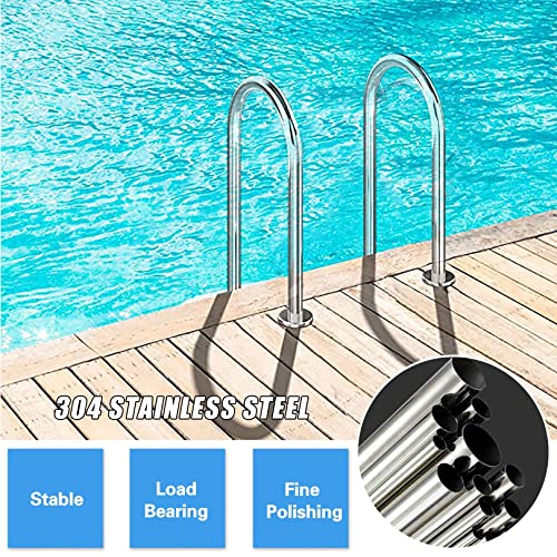 Escalera para piscina de acero inoxidable con 2 peldaños miniatura 2