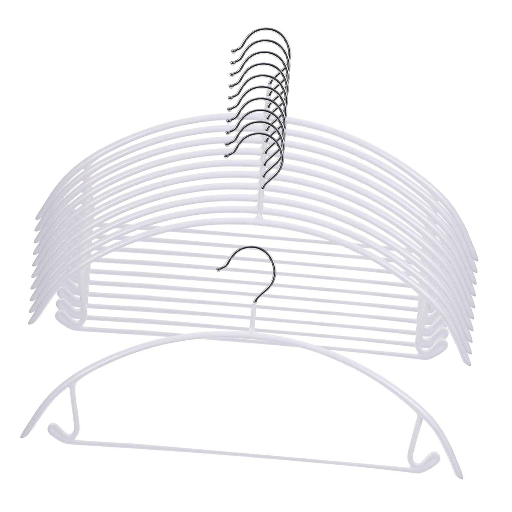 Set 10 Grucce Semicerchio in Pvc Ferro Bianco Traceless Antiscivolo Multifunzione Capacità 8kg per Gilet e Gonne per Inverno e Piccoli Lavanderie