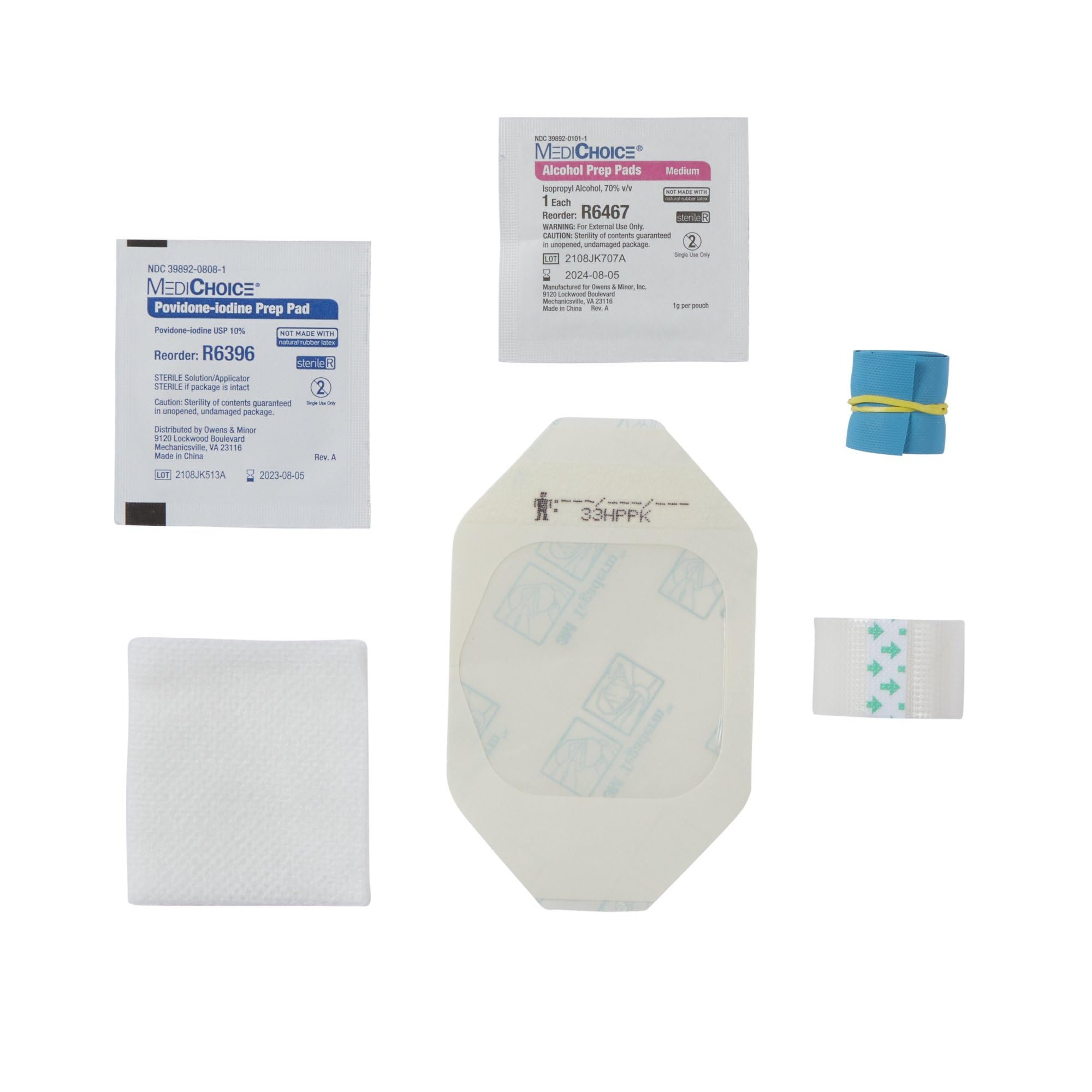 Mckesson IV Start Kit – Includes Tourniquet, PVP Prep Pad, Alcohol Prep Pad, Non- Woven Gauze, 2