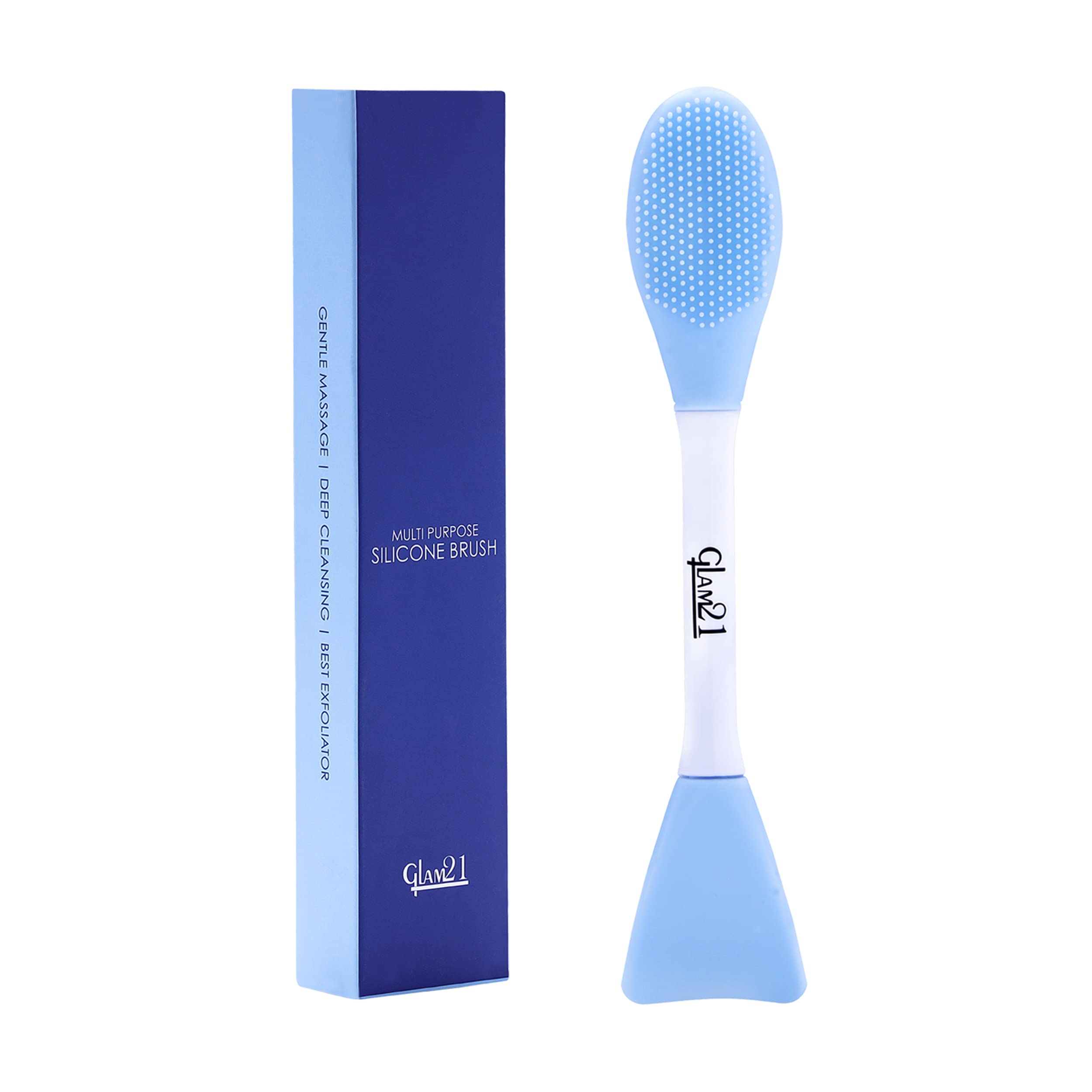 Glam21 Multipurpose Silicone Brush | 2in1 Soft Double-sided Deep Cleansing & Skin Massaging | Micro Scrubber to Face, Nose & Lips for Pore Cleansing, Removing Blackhead