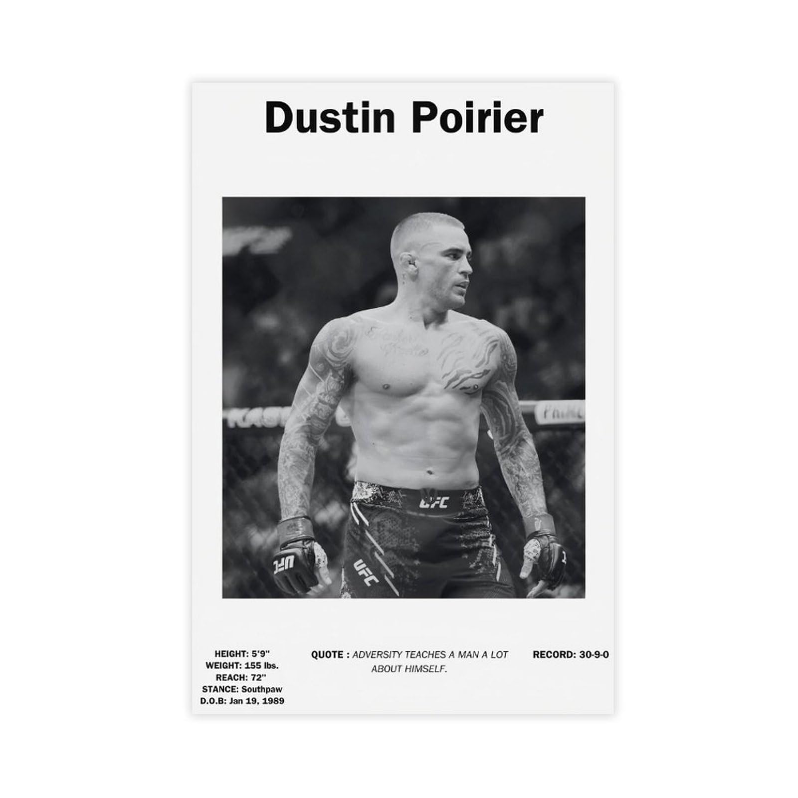 Dustin Poirier UFC Poster Canvas Poster Wall Art Decor Print Picture Paintings for Living Room Bedroom Decoration 20x30inch(50x75cm)