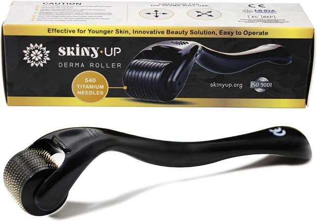 Derma Roller 9 Sizes Skiny Up® All in Titanium 540 Micro Needle Roller for Beard Hair Skin Face, Includes Instruction Storage Case (0.5mm)