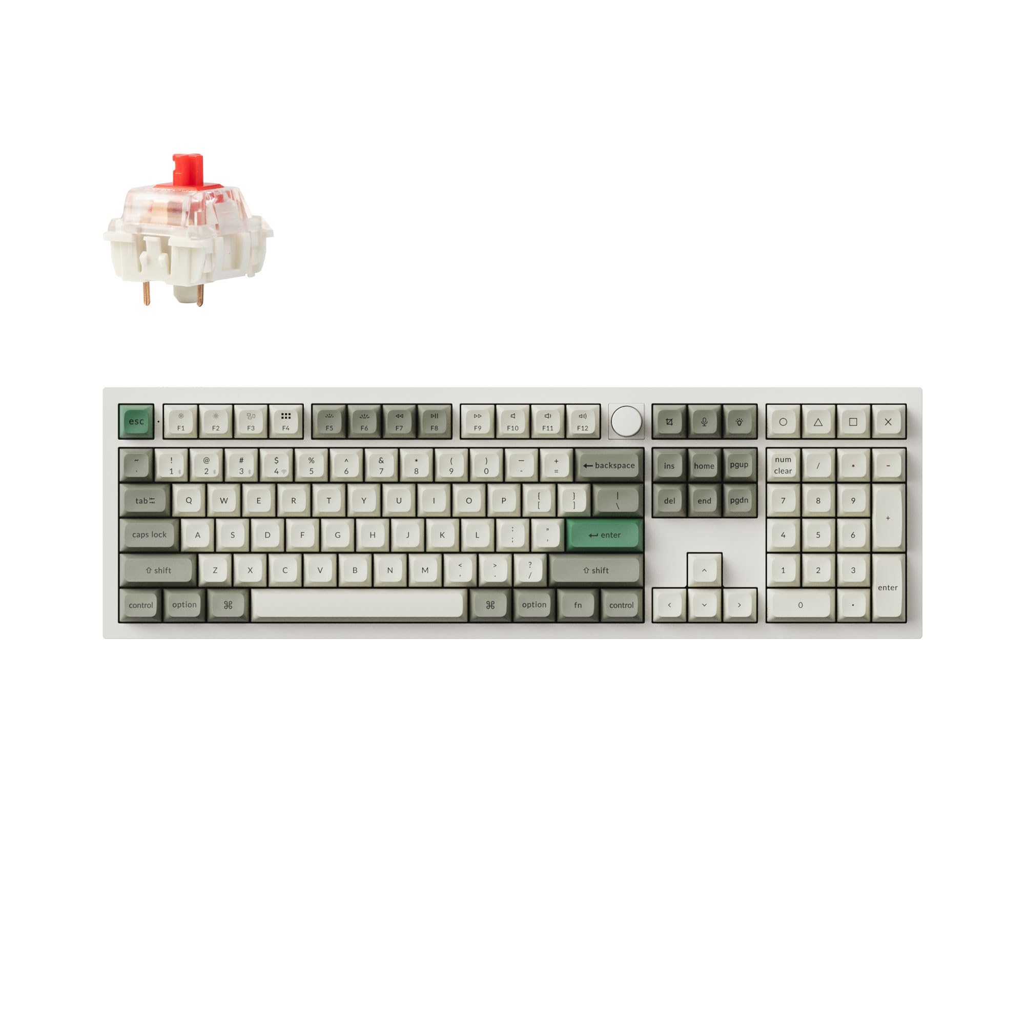 Keychron Q6 Max QMK/VIA Tastiera Meccanica Cablata Bluetooth Wireless /2.4 GHz/USB-C, Manopola programmabile RGB LED Hot-Swappable Gateron Red Switch per Mac Windows Linux - Bianco