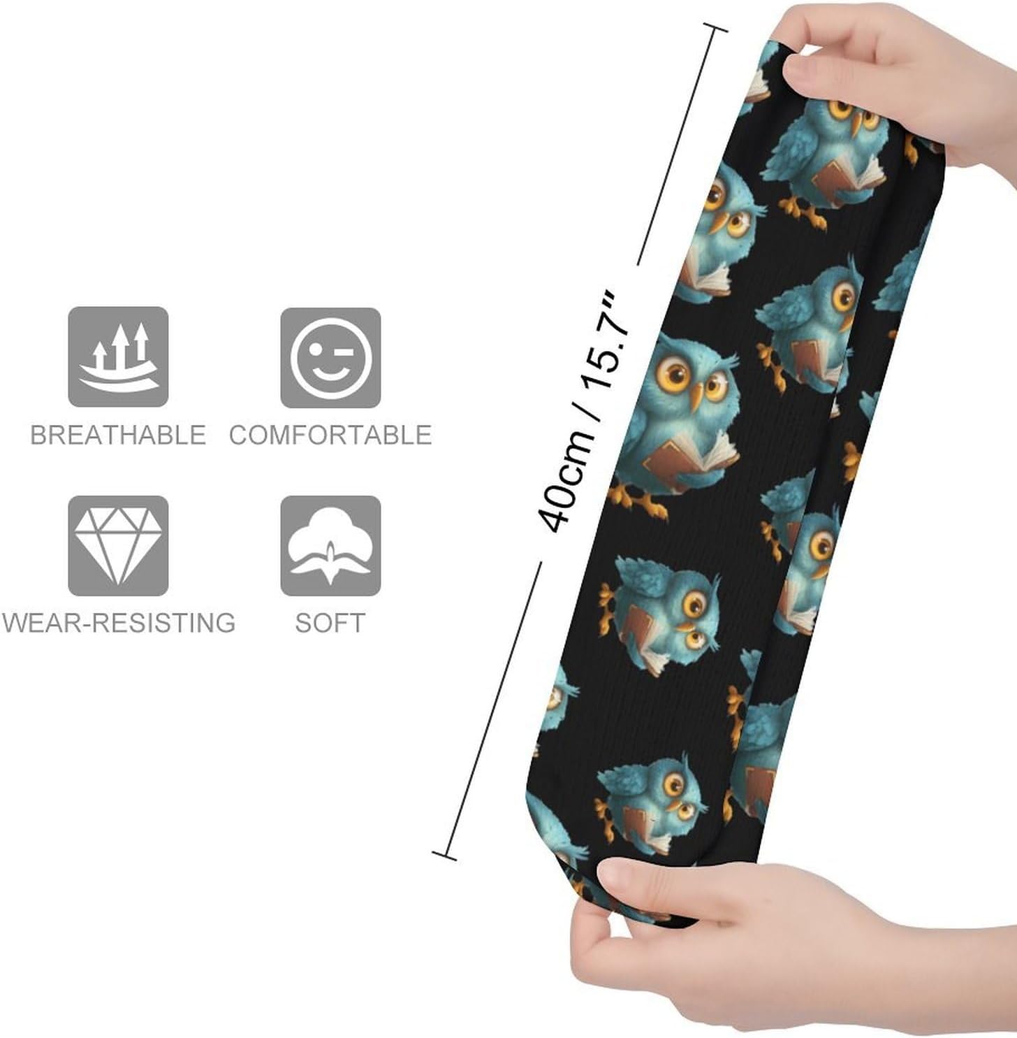 Reading Owl Knee High Socks Casual Long Stockings Over Calf Sock Tube for Women Men