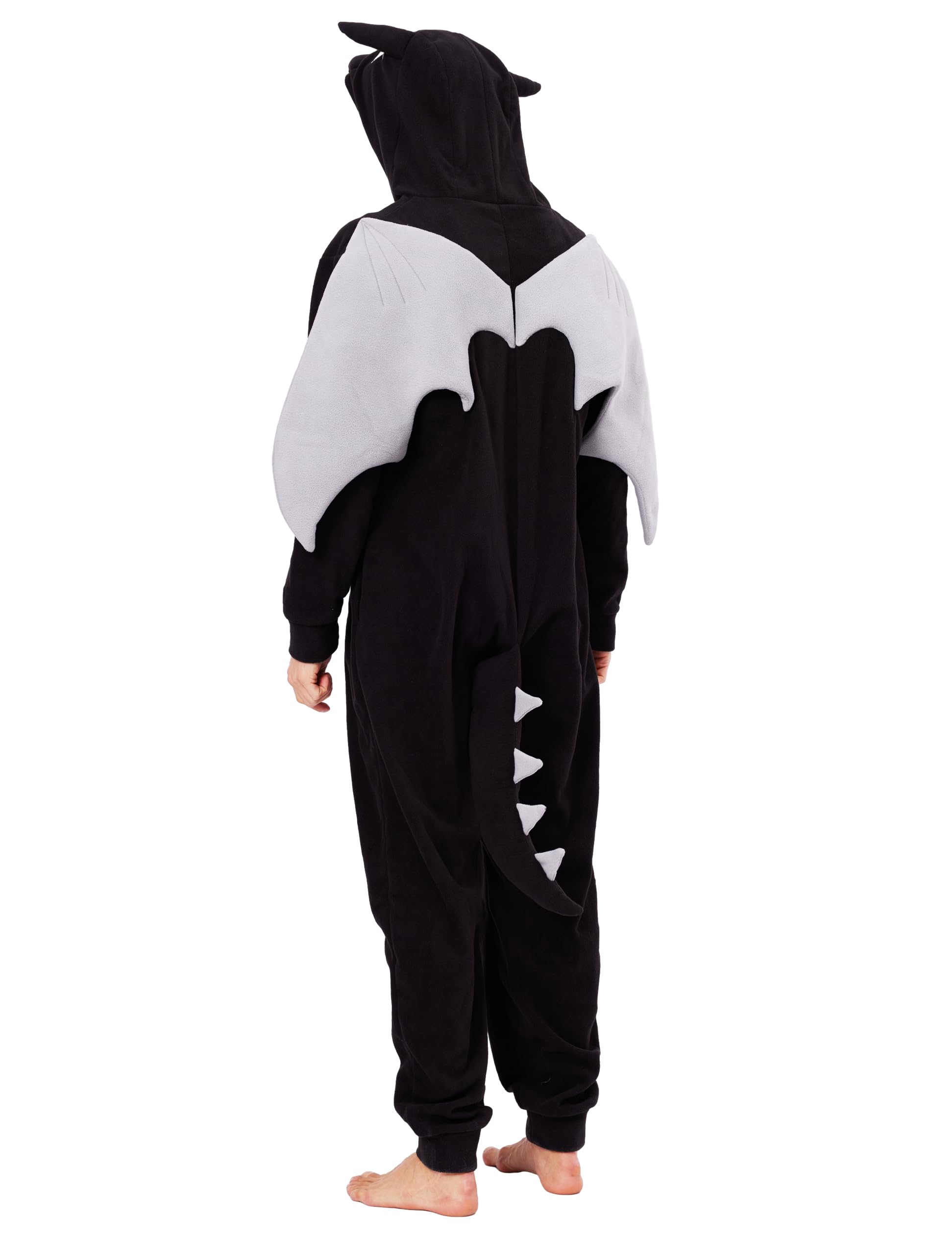 dressfan Unisex Pigiama da Drago Onesie Costumi,Nero Animali Drago Monopezzi Pigiama Halloween Carnevale Costumi e Cosplay,Regali di Natale per Donna Uomo