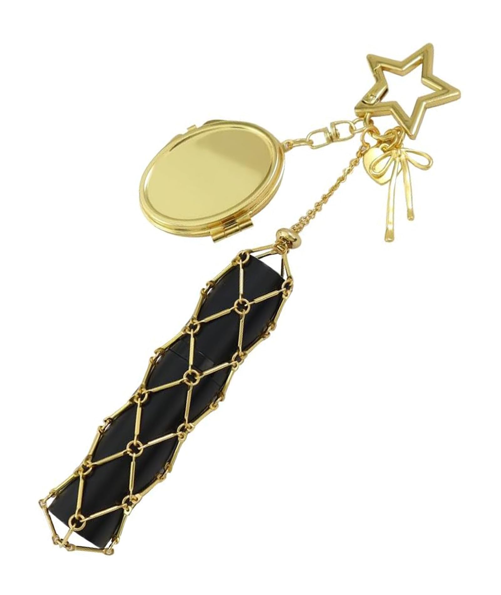 Lipstick Holder Keychain, Lipstick Holder with Bag Charm, Golden Hand Cream Lipstick Bar Pendant for Busy Days Parties Travel, Portable Makeup Organizer Accessory-image-19