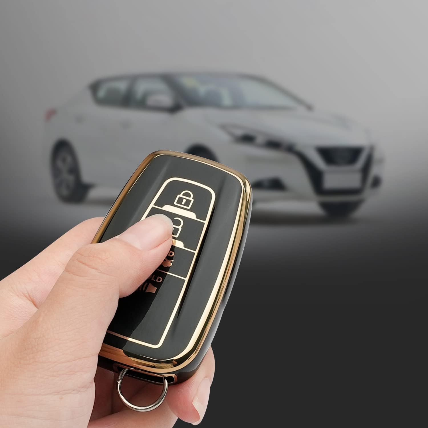 for Toyota Key Fob Cover Keychain Fit for 2020-2022 Highlander Corolla Prius 2018-2024 Camry RAV4 C-HR Avalon GT86 Smart Key Shell Case (Black) image 5
