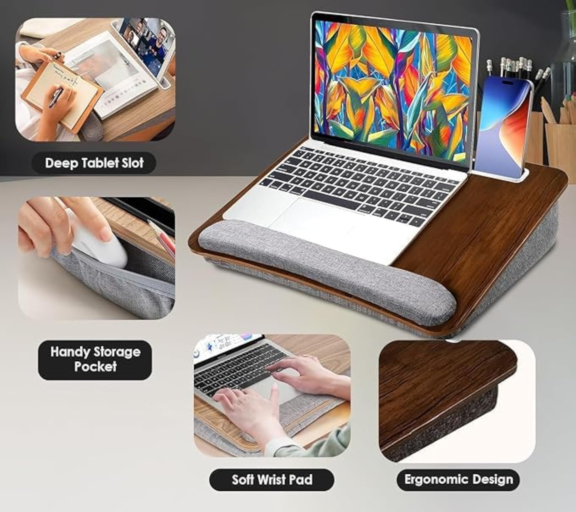 Portable Lap Laptop Desk with Pillow Cushion