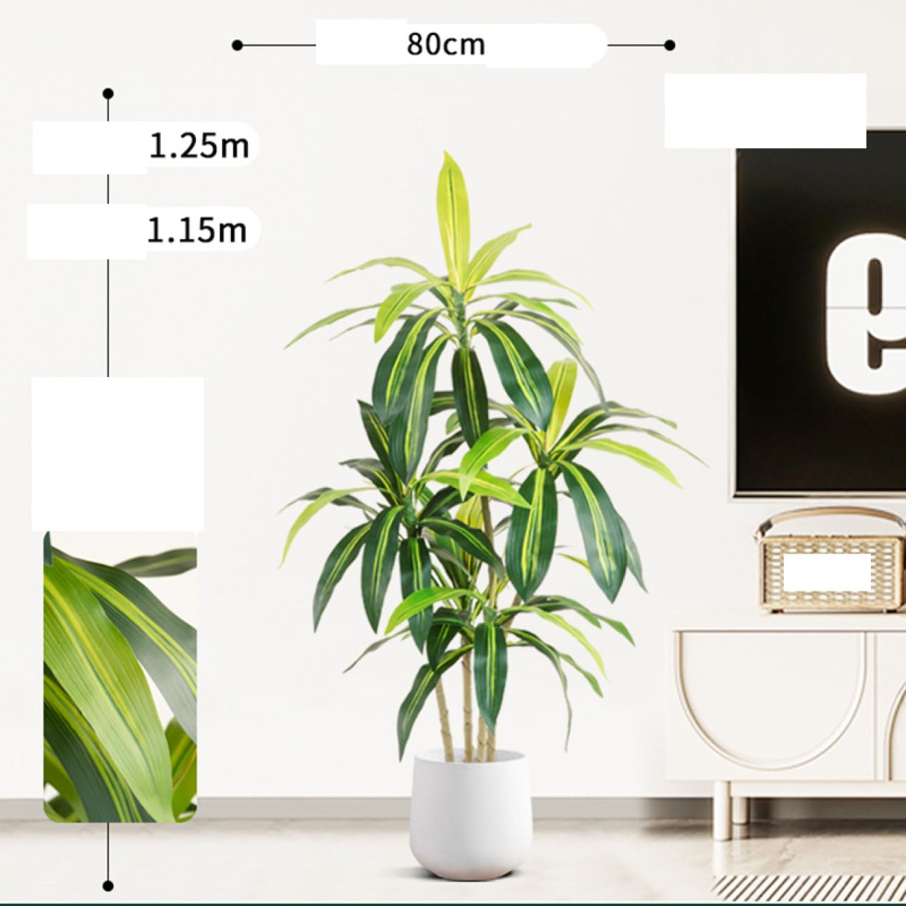 Amazon｜HGJH フェイクグリーン 人工観葉植物 造木 モンステラ 白*円形