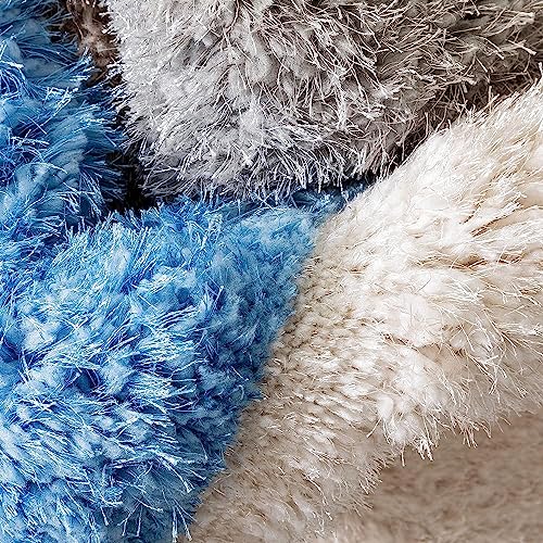 Image of Modern Quality Carpet /Trending Design Hand Woven Fluffy Rug /Mats for Bedroom /Dinning Hall /Living Room 2-inch Thick [Size 4x4 Feet Square]