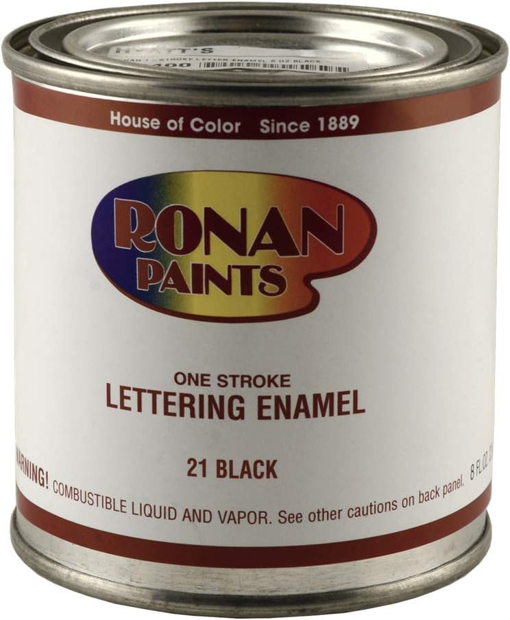 Ronan Specialty Paints, One Stroke Lettering Enamel, 1/2 Pint Can, Black (L201)