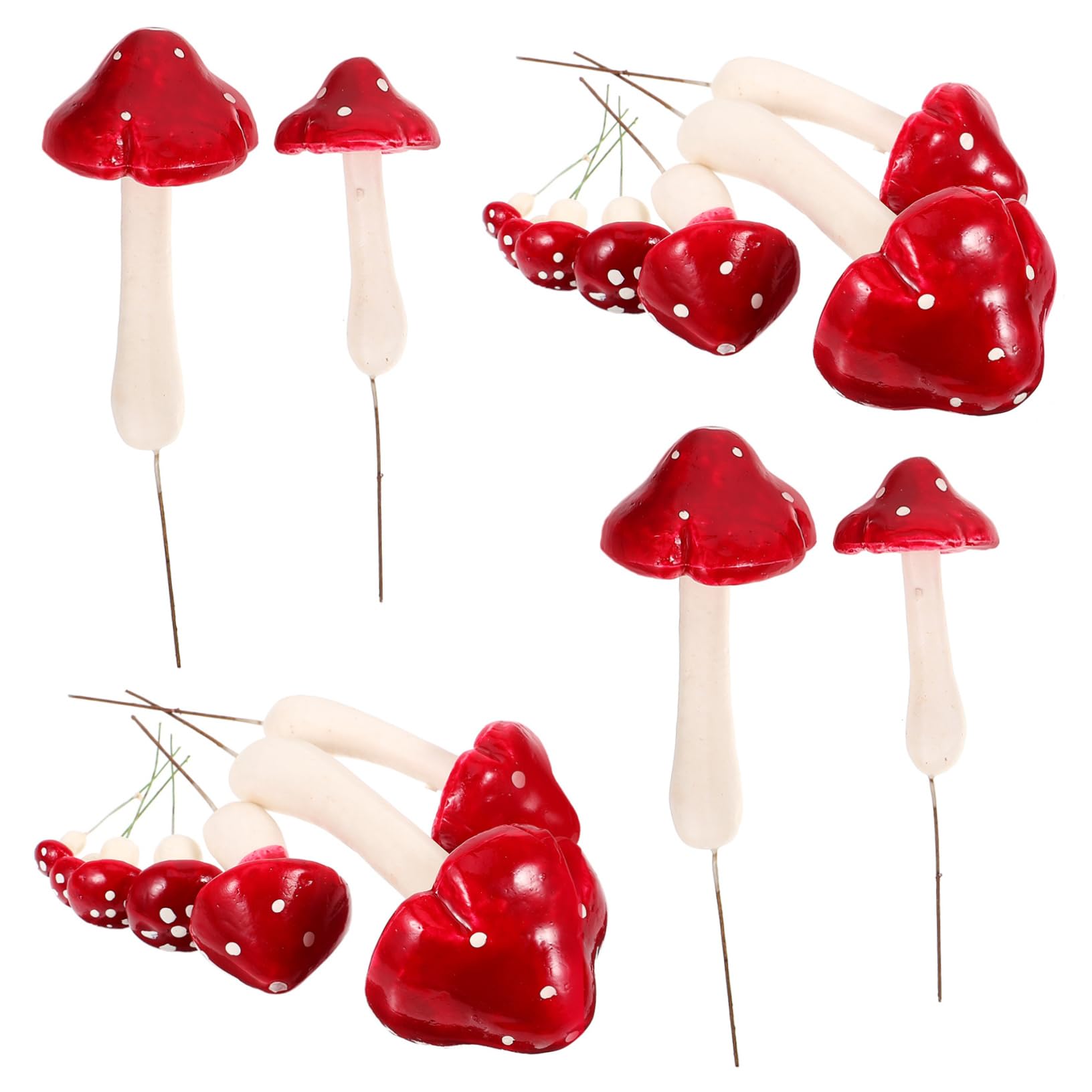 Amazon.co.jp: HANABASS 個 赤い模擬泡キノコ、造花、手作り