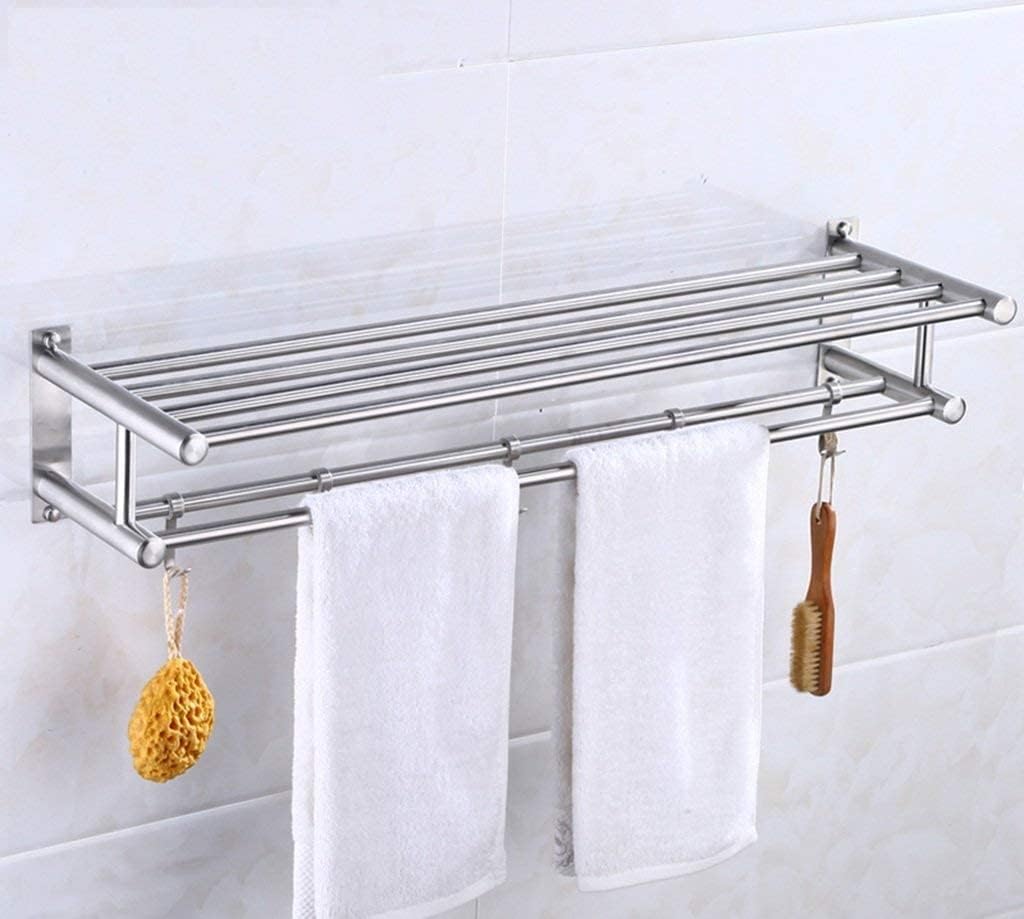 Towel Rack,Towel Bar,Bathroom Shelf with Stainless Steel Design Wall Hanging Towel Rack Shower Towel Rack with Hooks Bathroom (Size : 40 * 22 * 16CM)