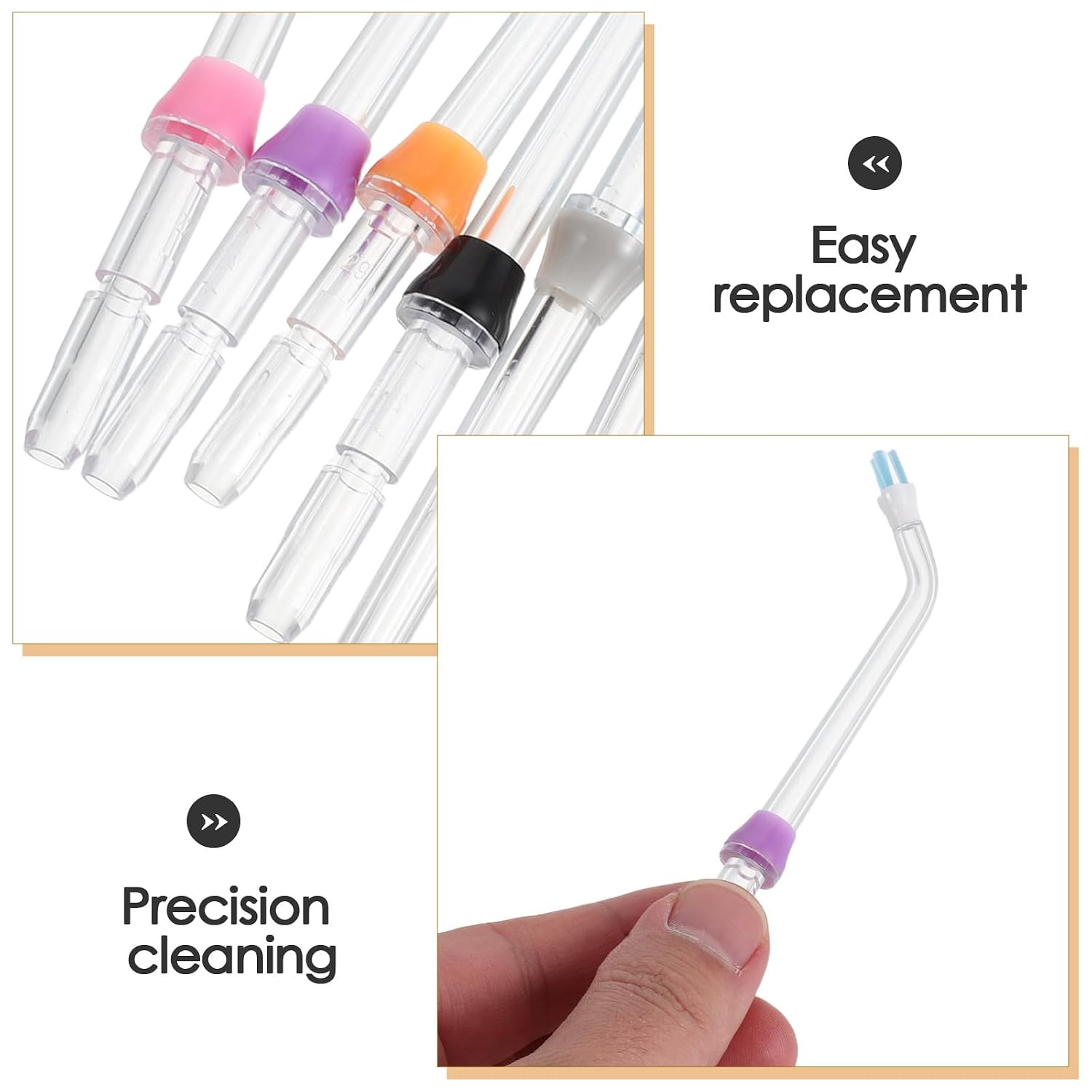 8pcs Water Flosser Replacement Heads: Oral Irrigator Heads for Water Toothpick - Assorted Size Dental Cleaning Accessory - Cleaning the Dead Corners of the Mouth