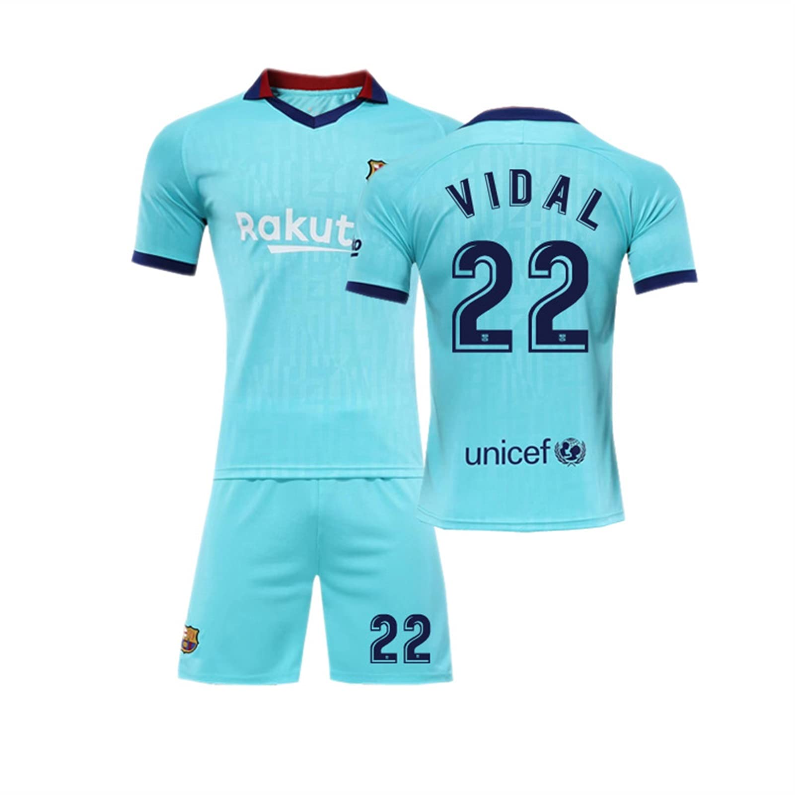 Amazon Co Jp 練習着フットボールジャージ バルセロナジャージバルセロナ2アウェイサッカージャージスーツno 22 Vidal メッシチームジャージのカスタマイズtシャツ半ズボン サッカーウェア レプリカマッチ トレーニングチームスポーツウェア 大人用半袖ジャージシャツ