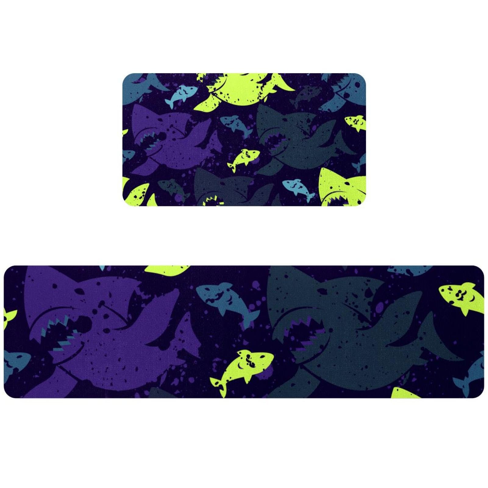 Tapis de cuisine antidérapants lot de 2 lavables motif requins