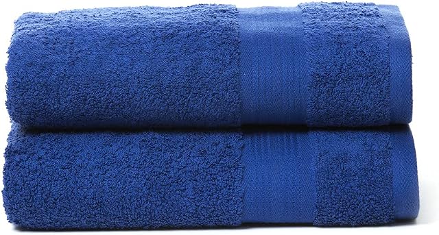Rare Fig Pack of 2 Hand Towels Pure 100% Cotton 500 GSM Highly Absorbent Quick Dry Fade Resistant For Travel Bathroom Hair Salon Spa Gym and Massage 2 Pieces (Blue)