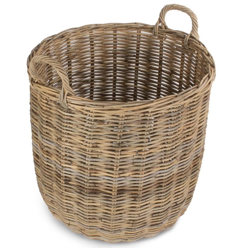 Red Hamper Brown Large Tall Round Fireside Grey Rattan Log Basket,