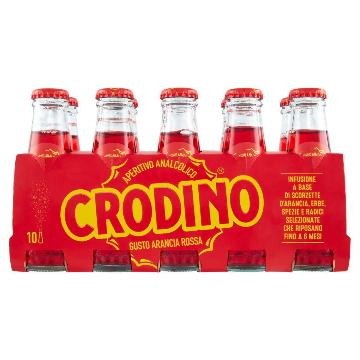 Crodino Mix Biondo & Rosso 0,0% 4× (10×100 ml) 40 Flaschen (4 L) alkoholfreier Bitter-Aperitif aus Kräuter & Gewürzinfusion, prickelnd & fruchtig, ideal mit Orange, Party & Bar + Italian Gourmet polpa