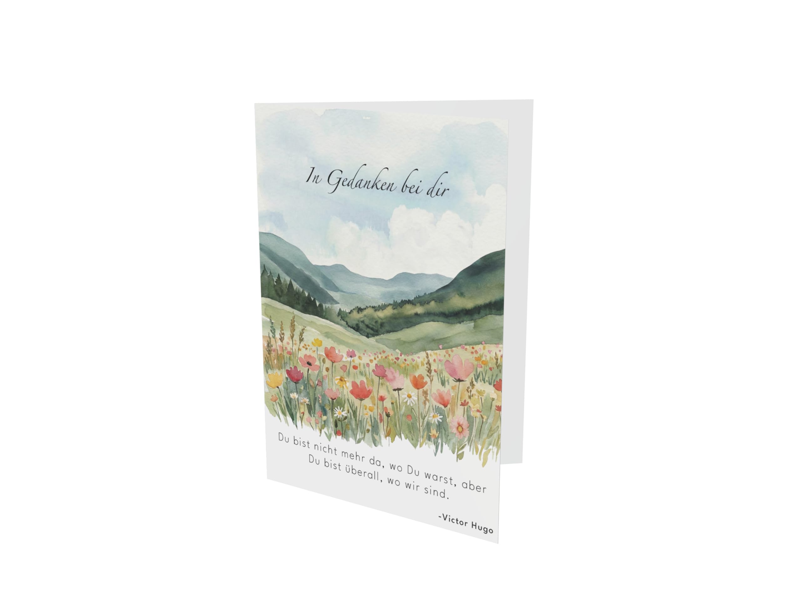 the lazy panda card company Biglietto di condoglianze con prato floreale e citazione Victor-Hugo 17 × 12 cm