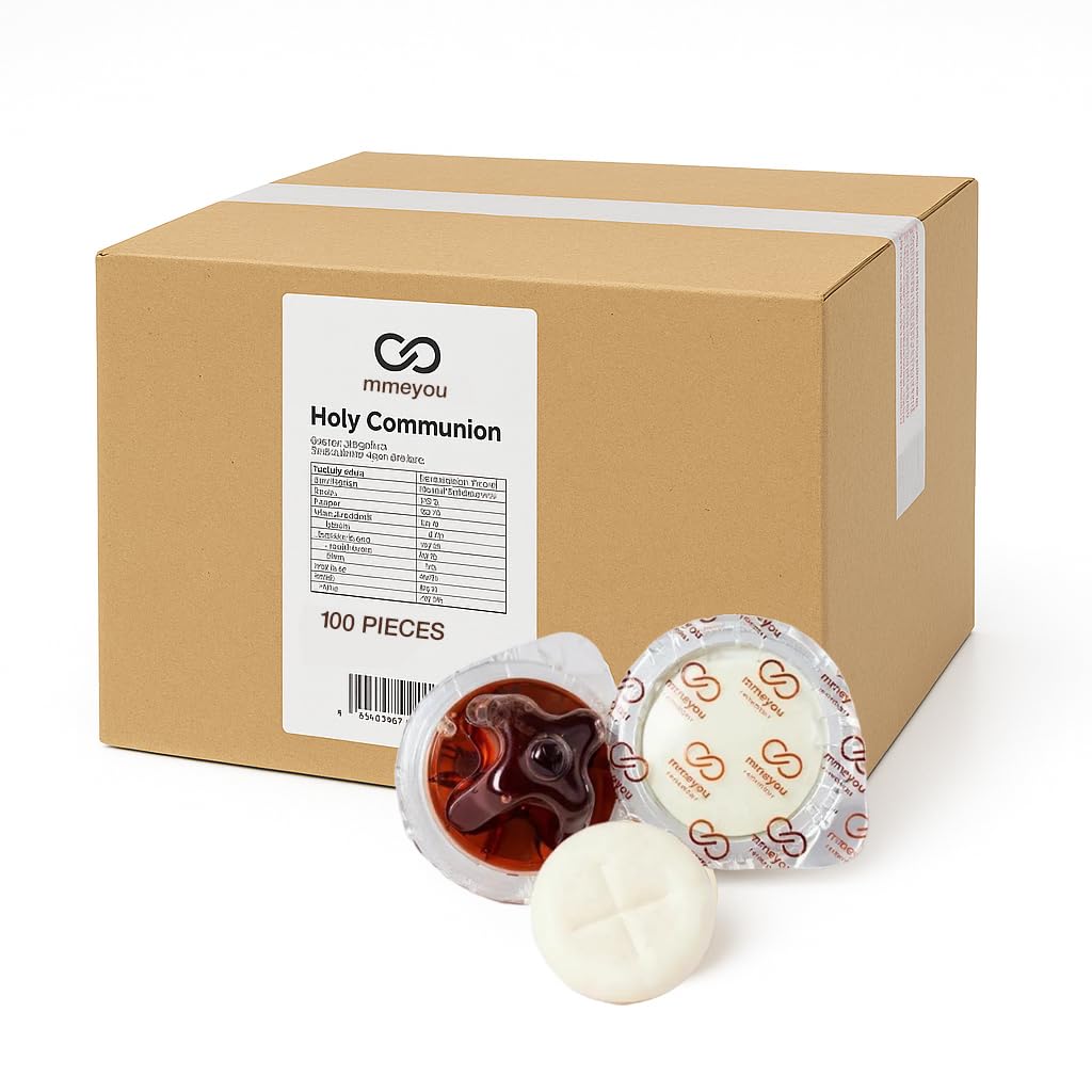 Mmeyou Packaged Holy Communion Wafers Prefilled Communion Wine Mmeyou Communion Cups Wafer with Red Grape Juice - All in one packaged communion set. (100 Count)